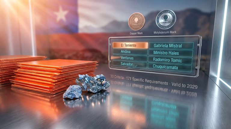 El Teniente Copper Mark and Molybdenum Mark certification display