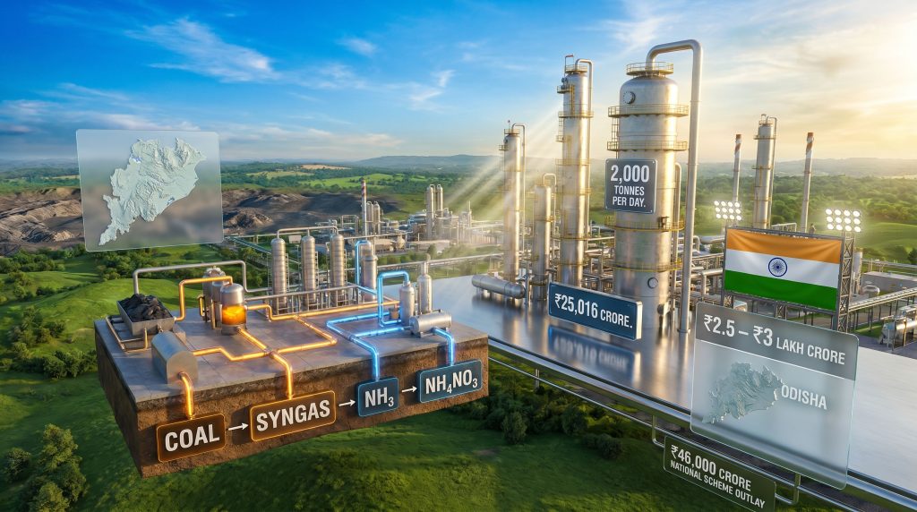 India's first commercial coal-to-ammonium nitrate project in Odisha plant illustration