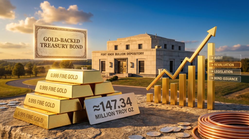 Fort Knox audit and gold-backed Treasury bond graphic