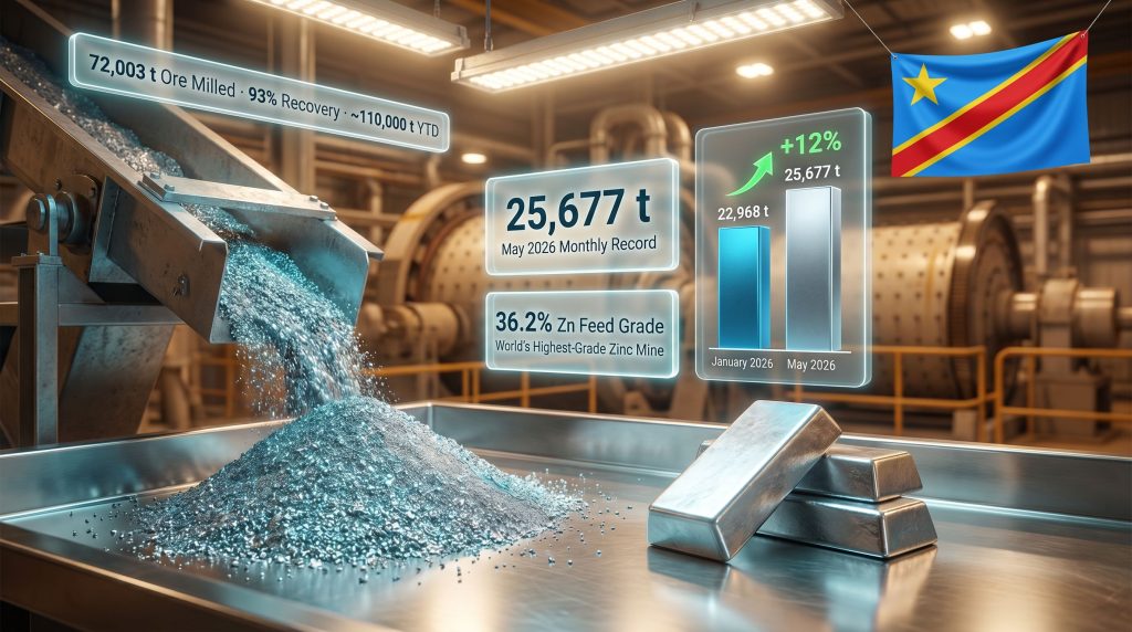 Ivanhoe Kipushi zinc output record infographic