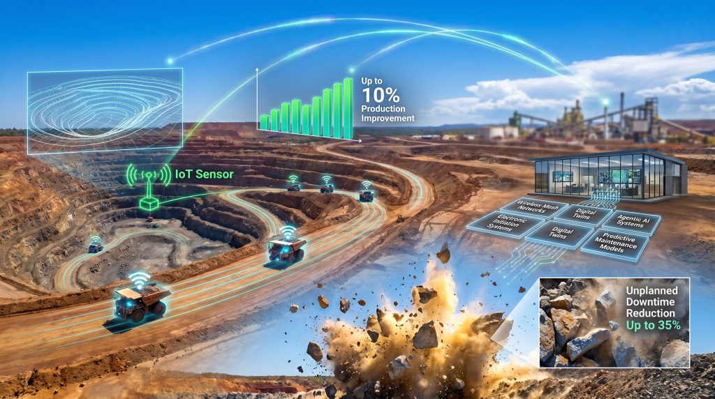 connected AI-powered mining operations with IoT sensors