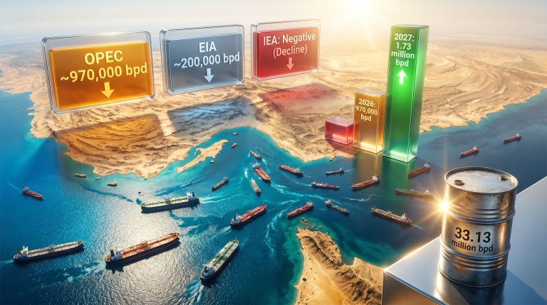 OPEC lowers 2026 global oil demand growth forecast infographic