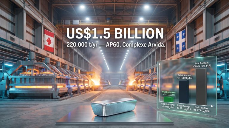 Rio Tinto Quebec aluminium expansion smelter investment graphic