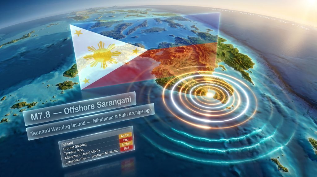 Philippines M7.8 earthquake and volcanic activity map alert
