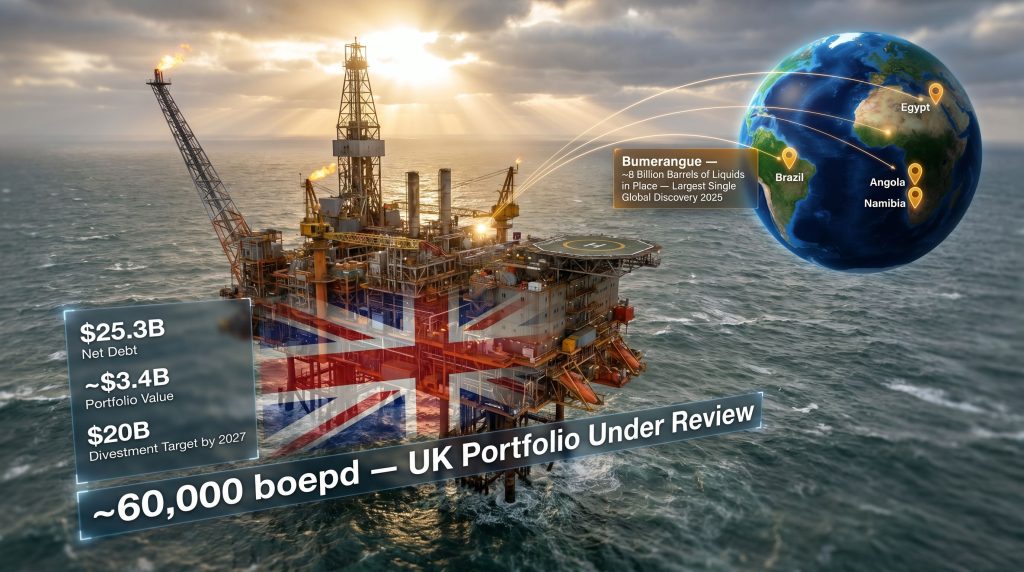 BP retreating from the North Sea platform infographic