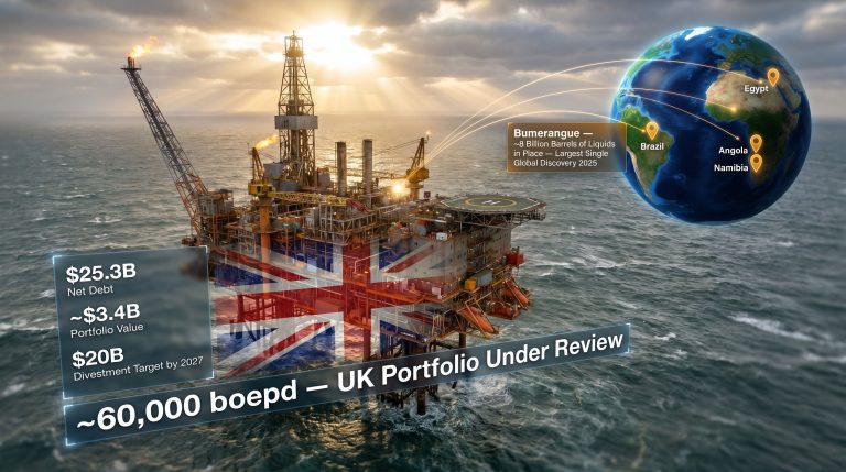 BP retreating from the North Sea platform infographic