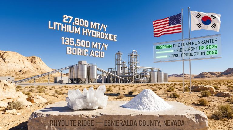 Ioneer Rhyolite Ridge lithium-boron project LOI with KIND and Hyundai infographic