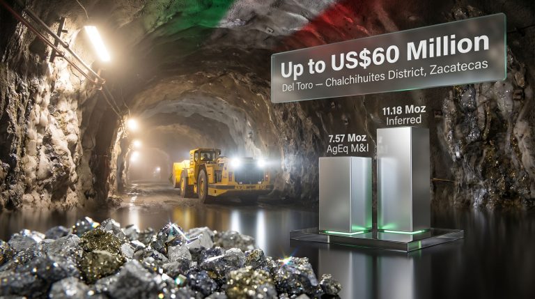 Sierra Madre Del Toro silver mine acquisition infographic underground tunnel