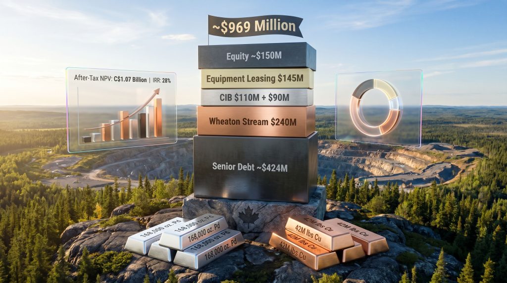 Generation Mining Marathon copper-palladium project funding infographic