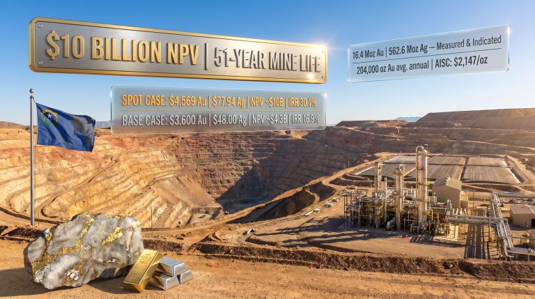 Hycroft mine in Nevada assessed $10B value and 51-year life infographic