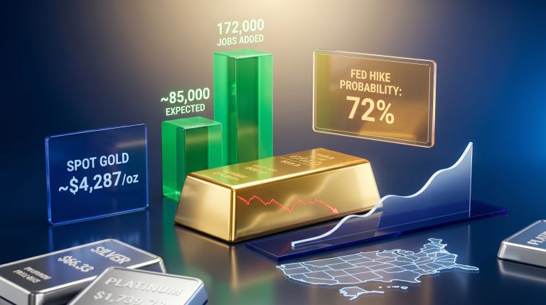 US payroll growth and gold prices infographic