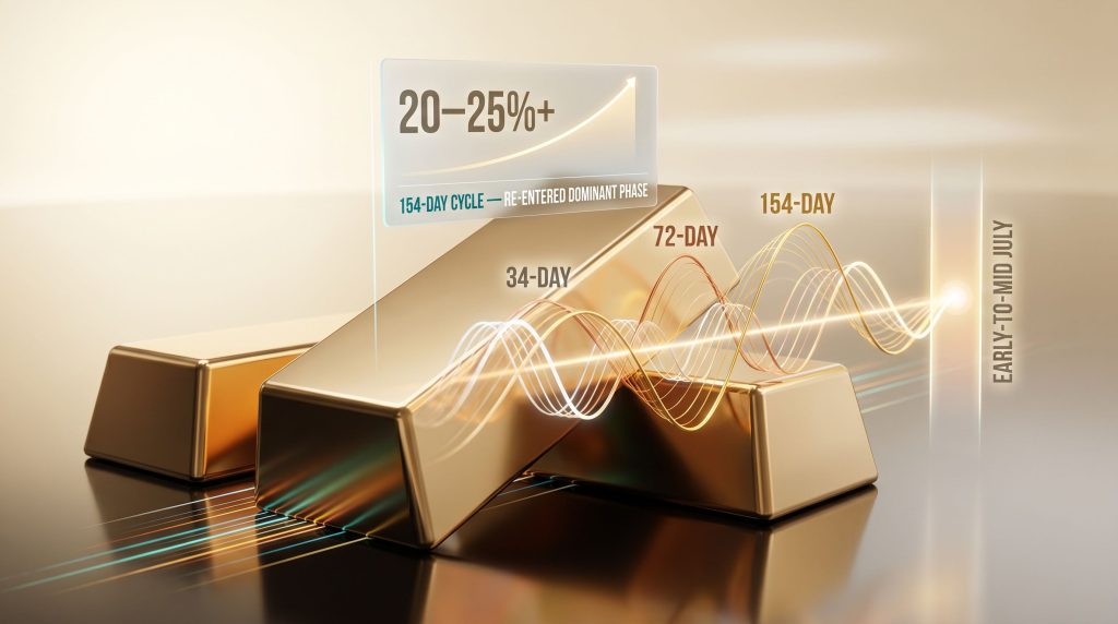 gold's secret cycle chart over gold bars