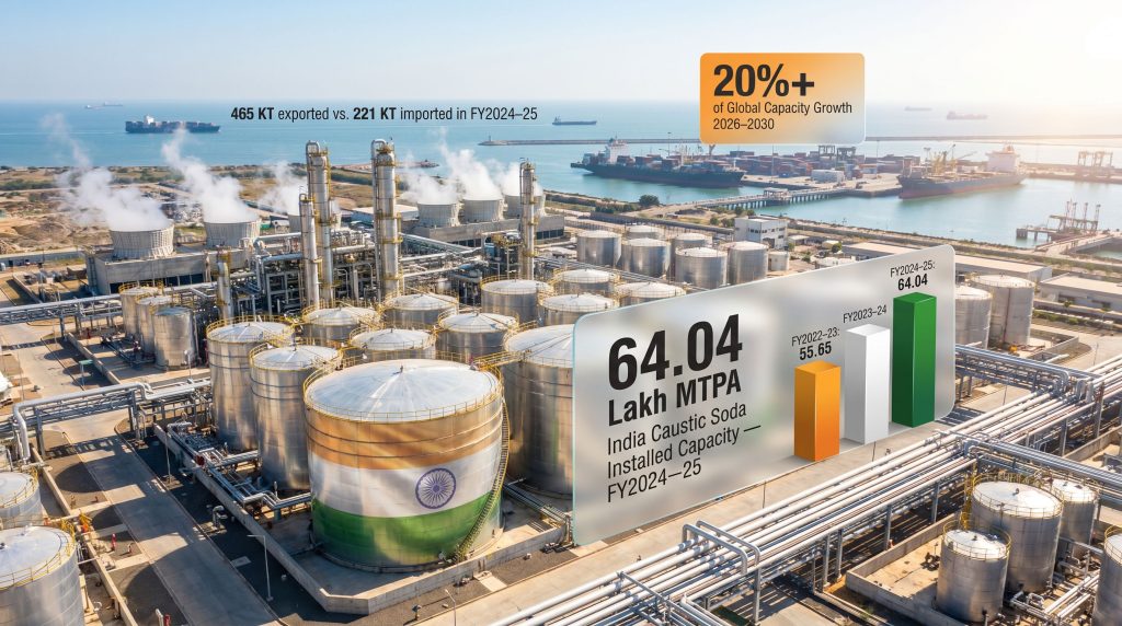 India caustic soda capacity growth infographic 2025