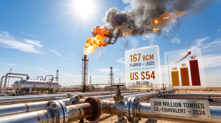 Global gas flaring rising at oilfield facility
