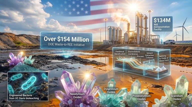 US DOE rare earth elements from wastes projects infographic