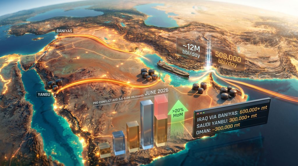 Middle East fuel oil exports June four-month high map