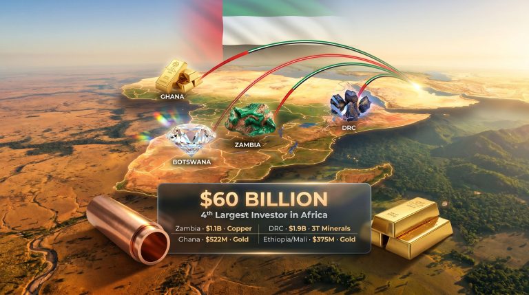 UAE mining investments in Africa map infographic