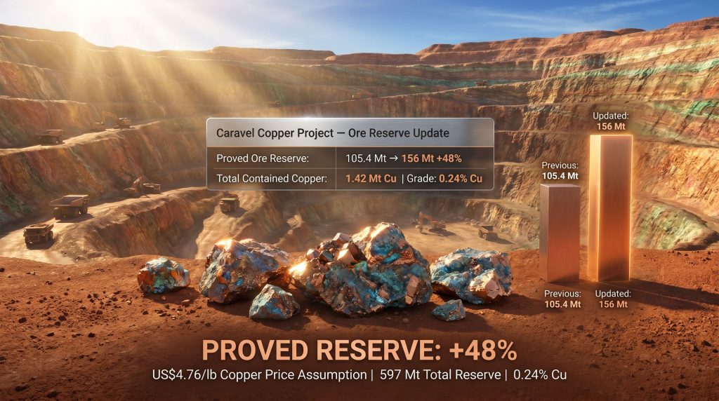 Caravel Minerals proved copper tonnes 48% ore reserve update￼
