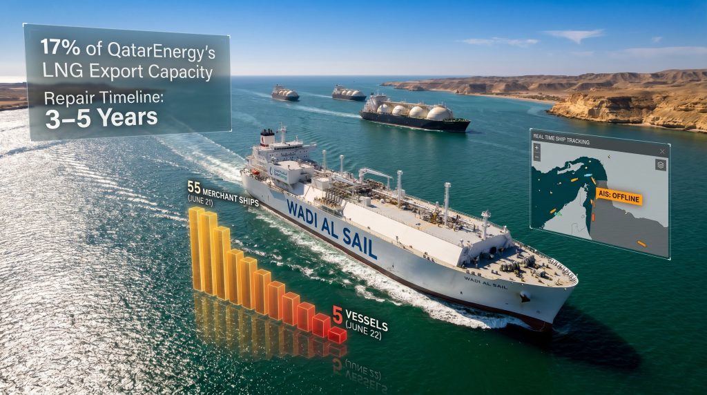 Qatar LNG tankers in the Strait of Hormuz infographic