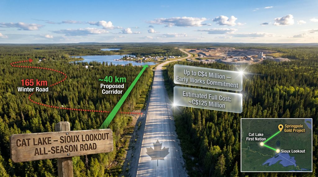 Cat Lake First Mining all-season road deal map overview