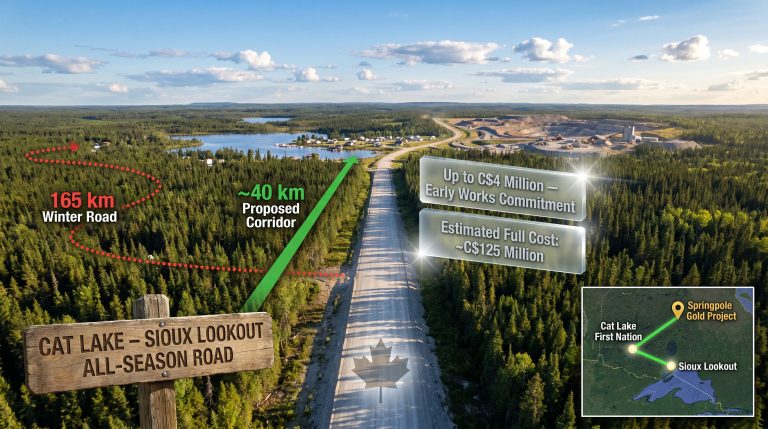 Cat Lake First Mining all-season road deal map overview