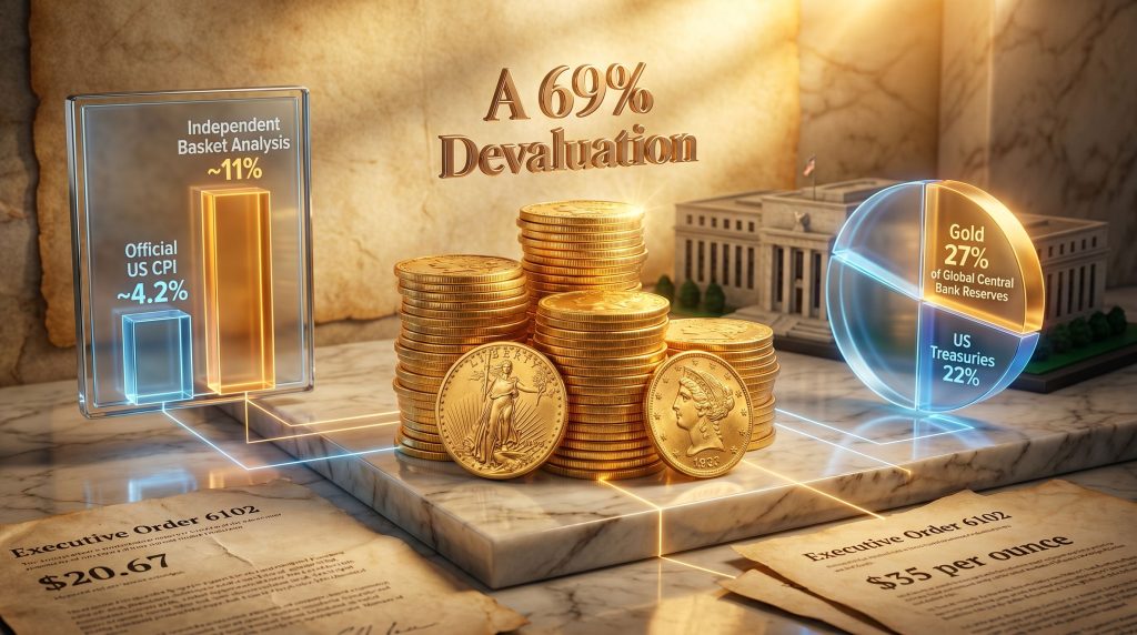 US currency reset and gold confiscation infographic