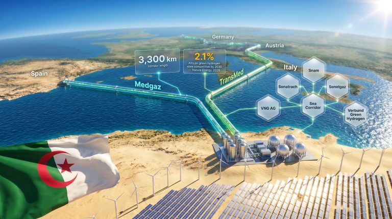 Sonatrach green hydrogen Europe pipeline corridor map