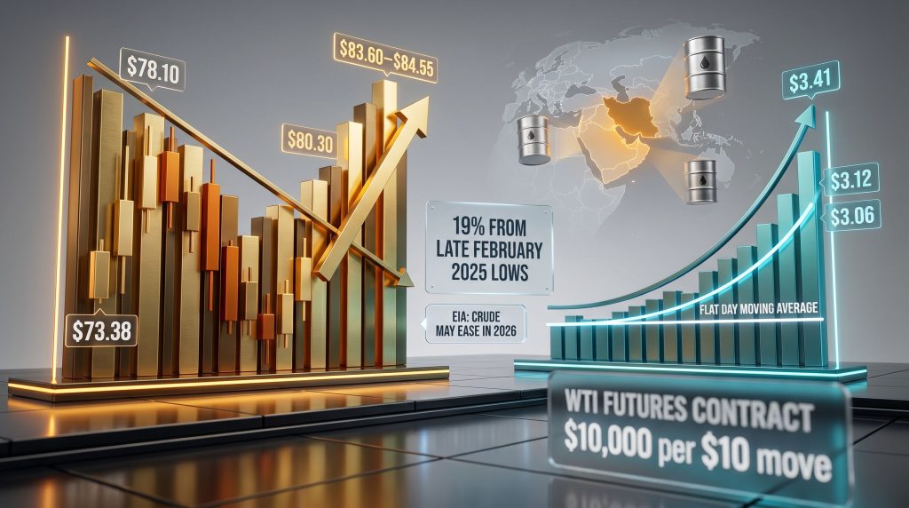 WTI crude oil breakout and natural gas highs chart