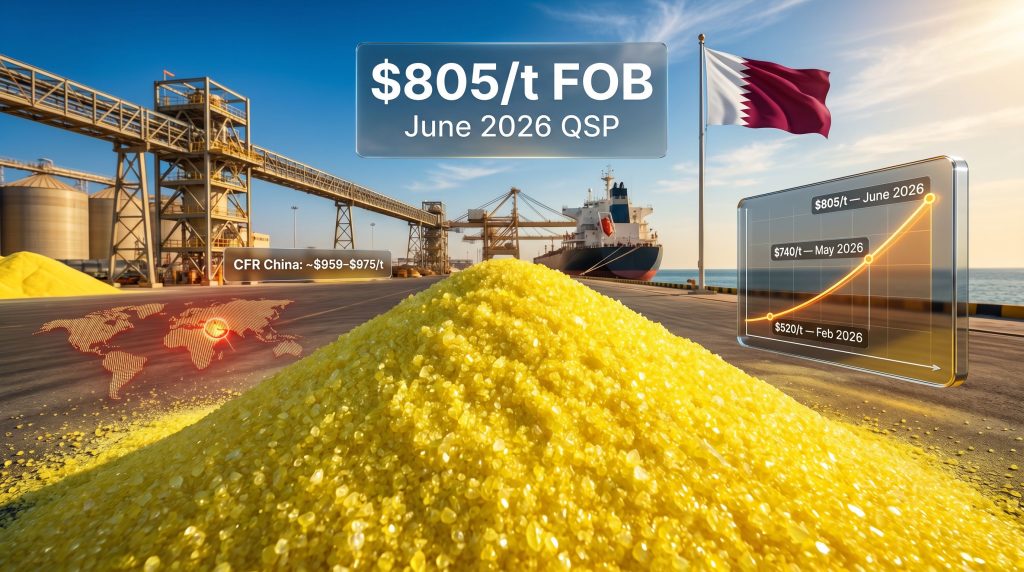 QatarEnergy raises June sulphur price to $805/t FOB infographic