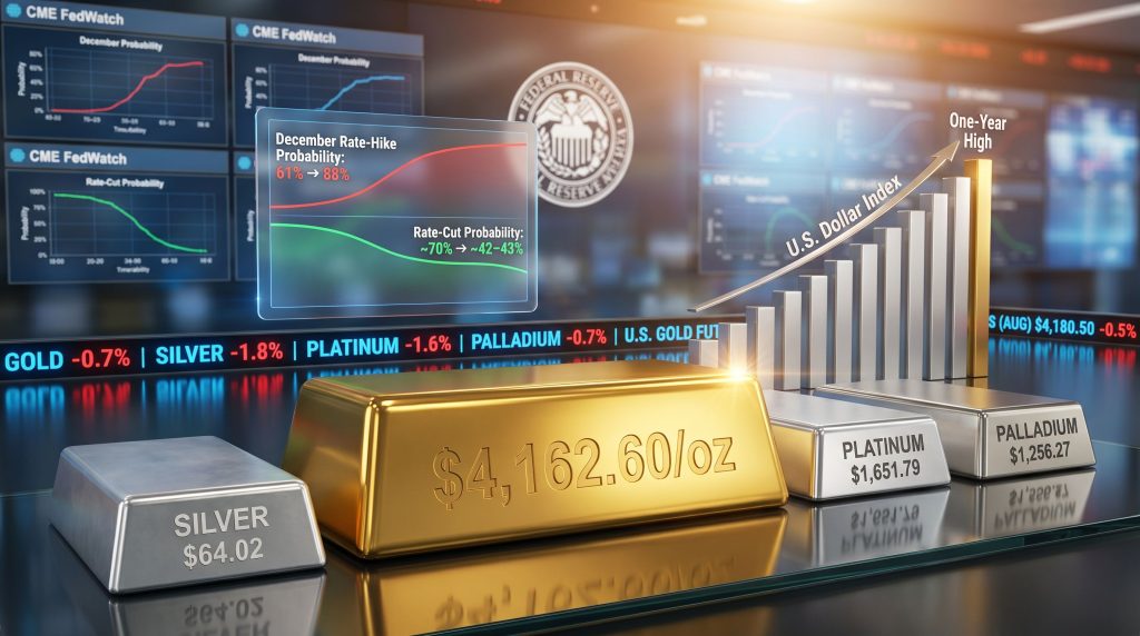 Gold falls as dollar holds firm on Fed rate-hike expectations chart