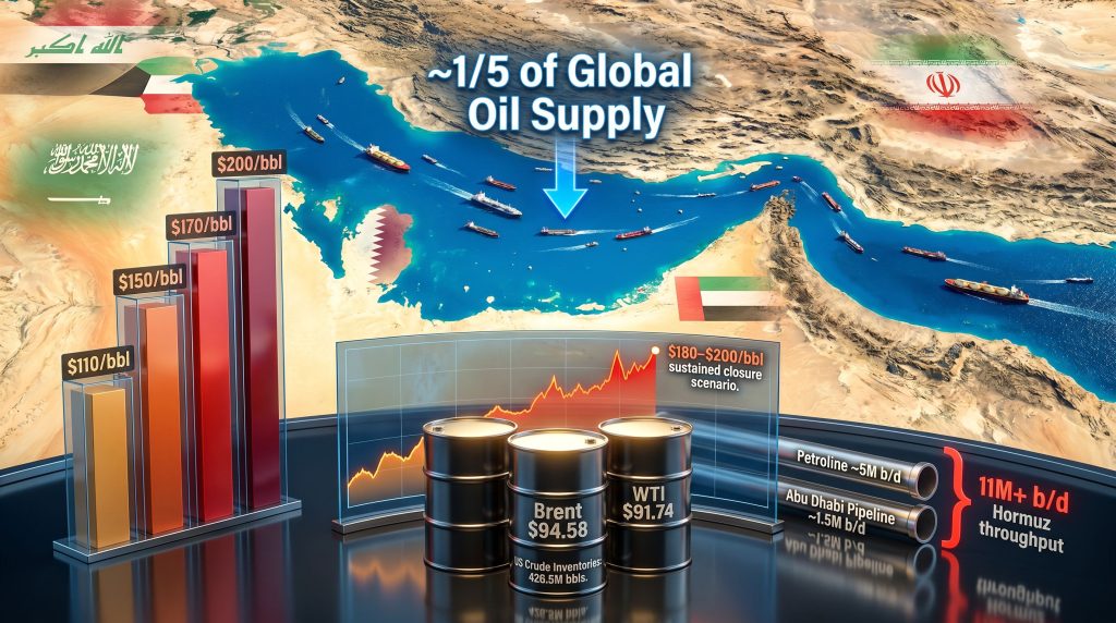 Strait of Hormuz closure and oil prices infographic
