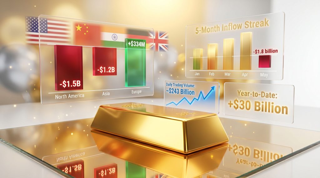 gold ETF outflows in May infographic chart