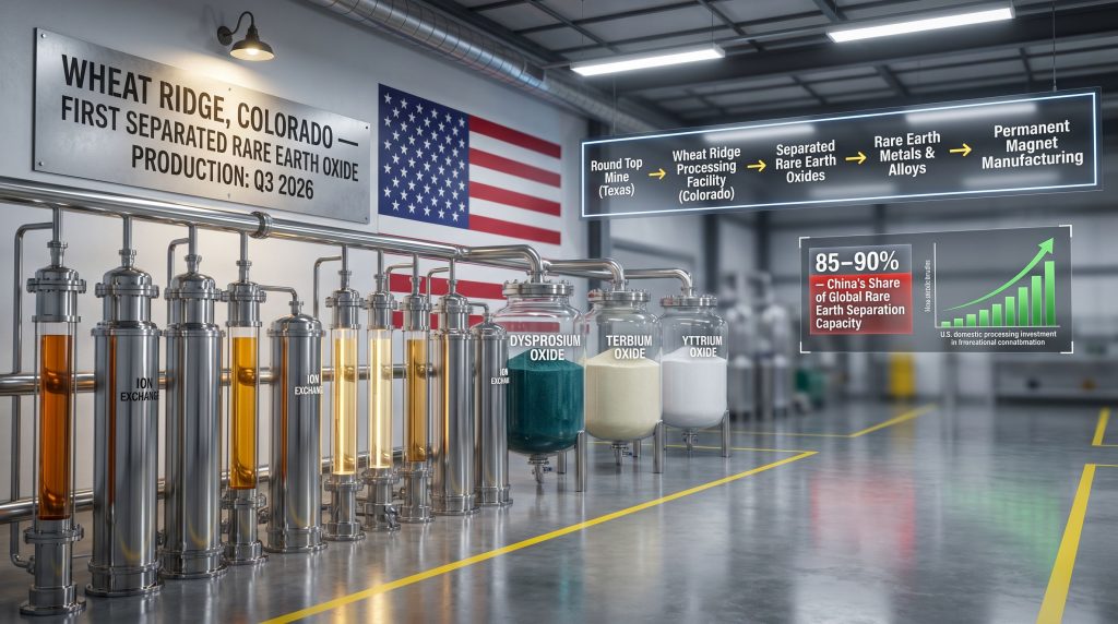 USA Rare Earth Colorado processing facility interior equipment