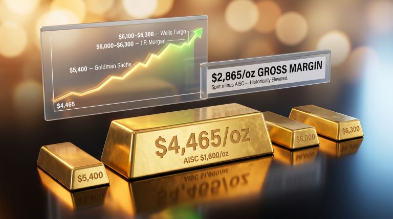 Gold price correction and gold miners margins chart