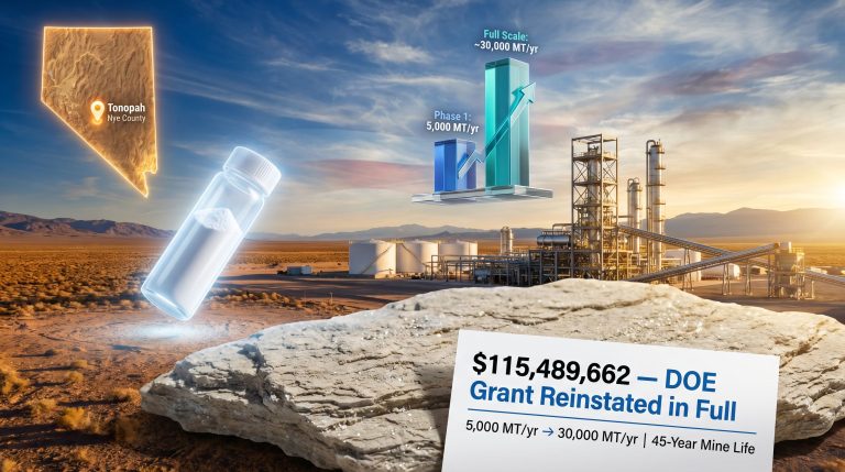 ABTC Tonopah Flats lithium refinery grant reinstated graphic