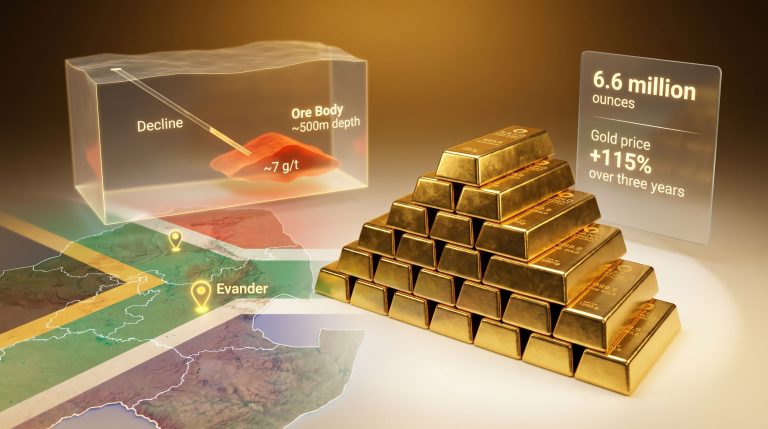 Pan African Poplar gold project infographic with gold bars