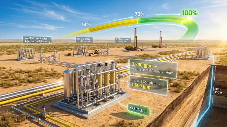 enCore Energy Upper Spring Creek ion exchange plant construction progress infographic