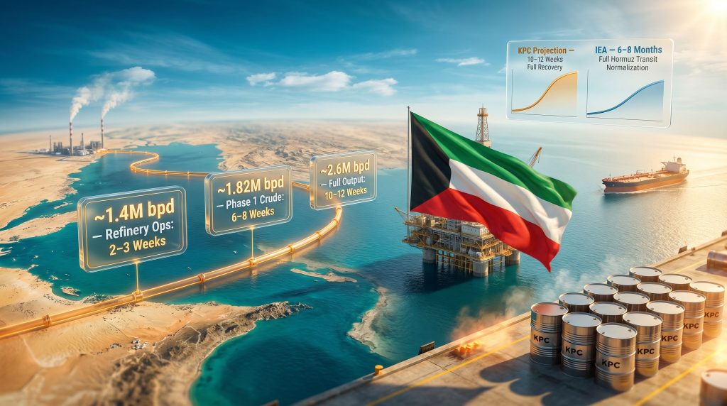 Kuwait oil output after Hormuz reopening infographic