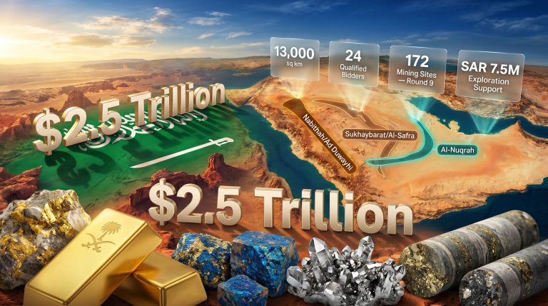 Saudi Arabia mineral exploration licensing round map infographic