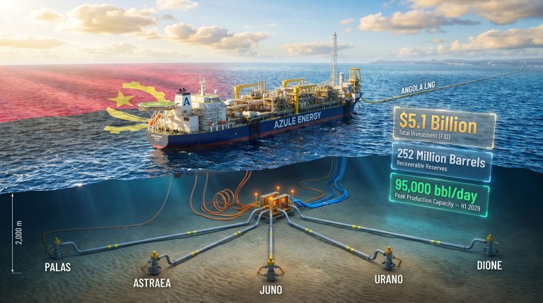 Azule Energy Greater PAJ offshore oil project in Angola infographic