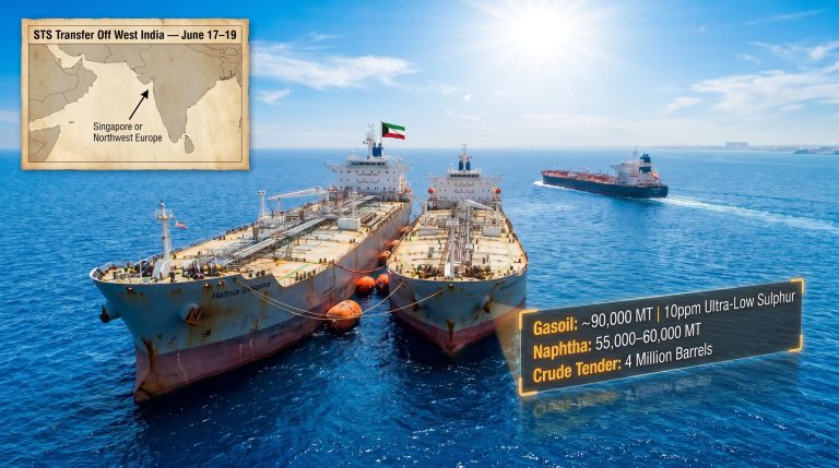 KPC spot fuel cargoes since Iran war map and tankers