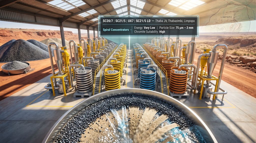 Multotec spirals Thaba JV project concentrators setup