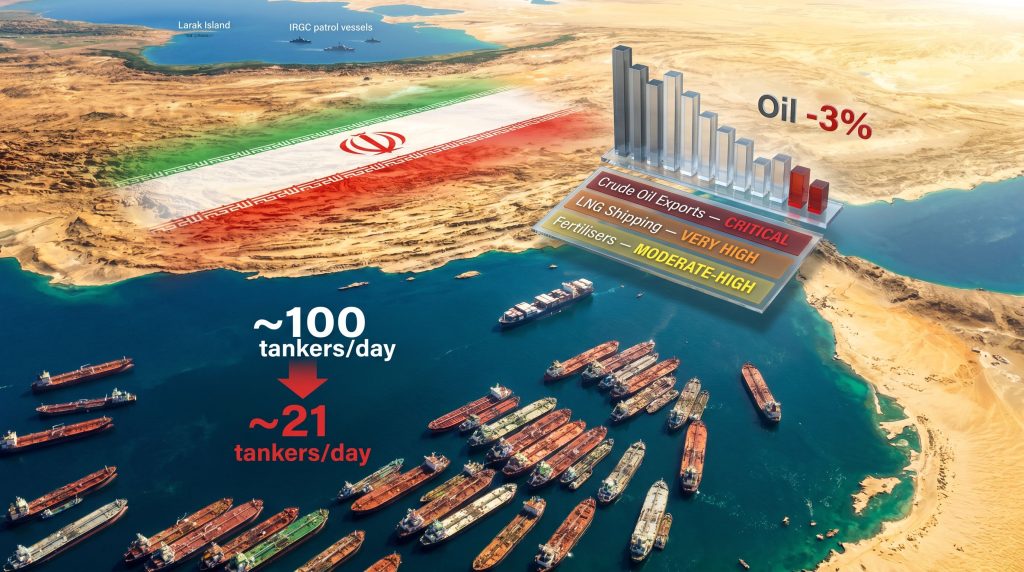 Iran control of shipping in the Strait of Hormuz map infographic