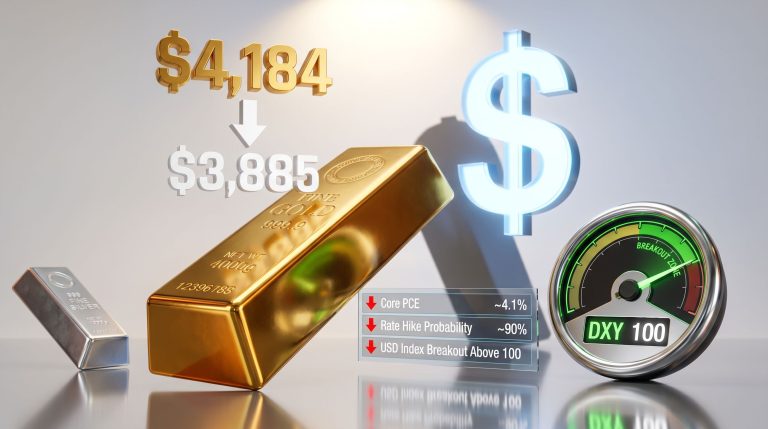 gold decline from hawkish Fed and stronger dollar chart