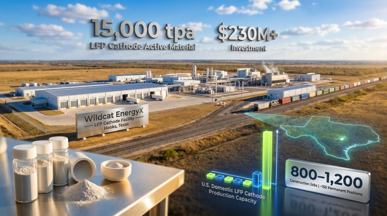 Wildcat EnergyX LFP cathode facility in Texas rendering