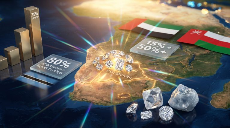 Botswana De Beers stake acquisition diamond map graphic