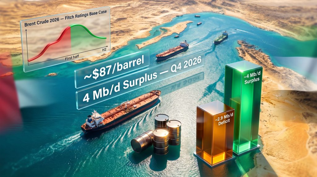 Fitch Ratings oil market surplus after Strait of Hormuz reopens infographic