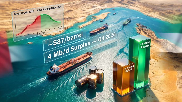 Fitch Ratings oil market surplus after Strait of Hormuz reopens infographic