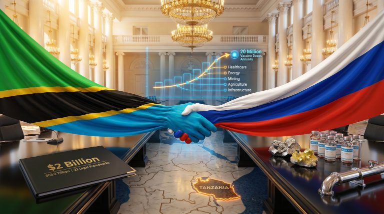 Tanzania Russia $2 billion investment deals handshake scene