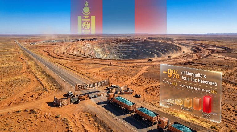 Oyu Tolgoi protest blocks copper shipments roadblock